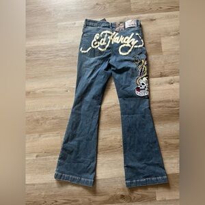 NWT Ed Hardy Low Rise Flare Jeans